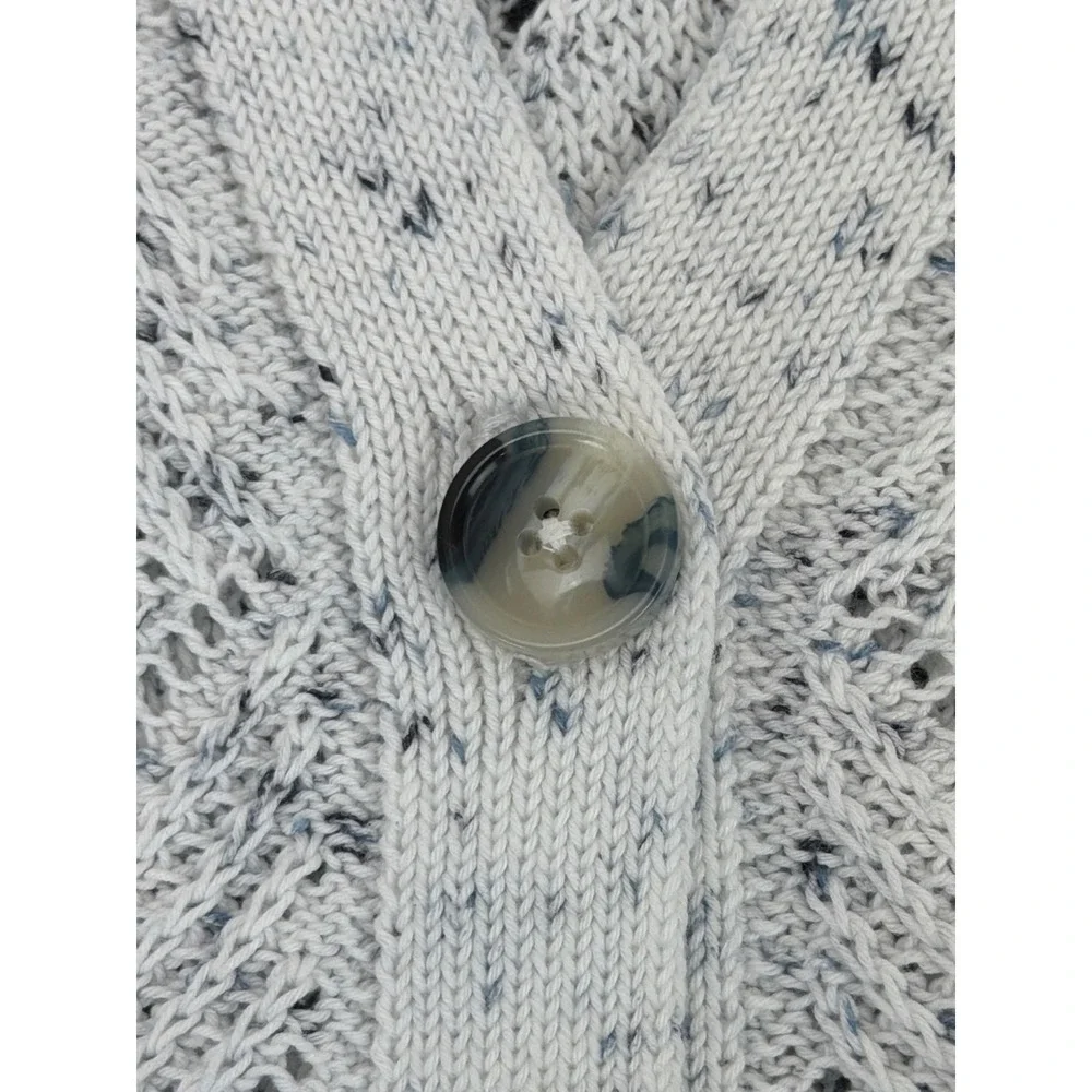 J. Jill 2X‎ Soft Neutral Marled Knit Long Button Cardigan Sweater Open Weave
